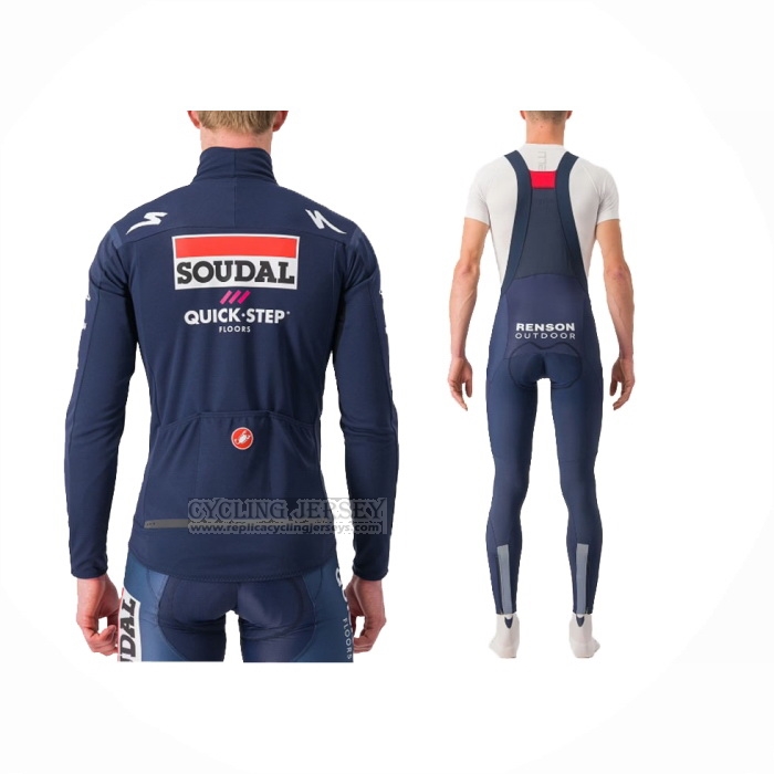 2024 Cycling Jersey Deceuninck Quick Step Dark Blue White Long Sleeve And Bib Short